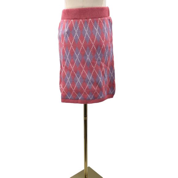 VERY J S Pink Argyle Cable Knit Retro Unique Vintage Sweater Mini Skirt NWT B76 - Picture 6 of 10